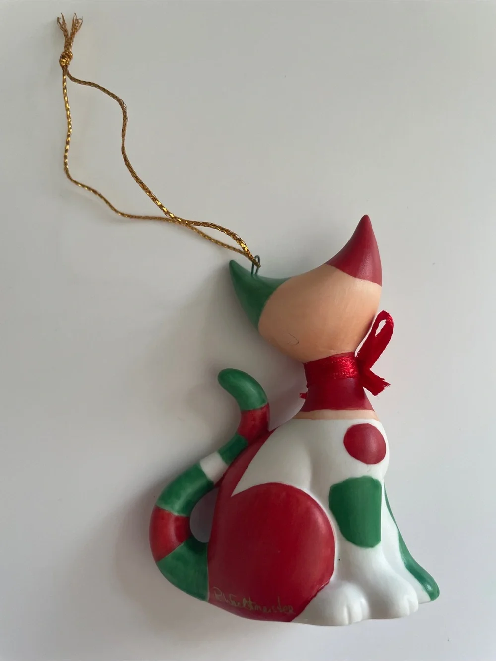 Vintage Goebel Porcelain “Guiseppi” Cat Ornament signed R. (Rosina) Wachtmeister
